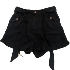 Ardene Black High Waisted Shorts with Belt & Pockets - Women's Small